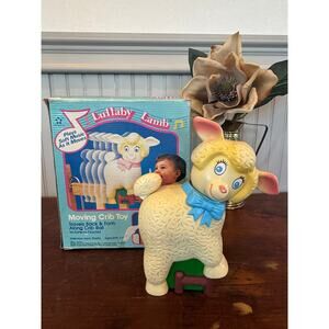 Vintage Lullaby Lamb Crib Toy – 1980s Musical Rail Walker in Box